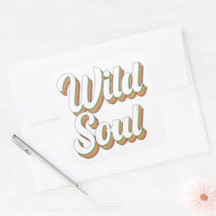 WILD SOUL 70's typography retro vintage design     Square Sticker