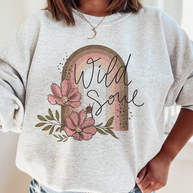 Wild Soul Modern Rainbow Boho Floral  Sweatshirt (Creator Uploaded)