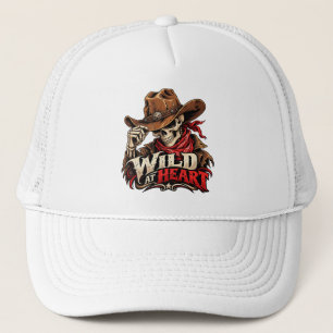 Wild Soul Skeleton Cowboy Western Design Trucker Hat