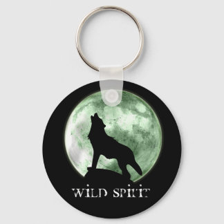 "Wild Spirit" Howling Wolf (Green) Key Ring