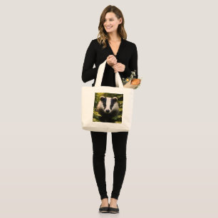 Wild spirit majestic British badger high definitio Large Tote Bag