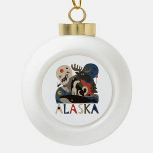 Wild Spirit of Alaska Ceramic Ball Christmas Ornament