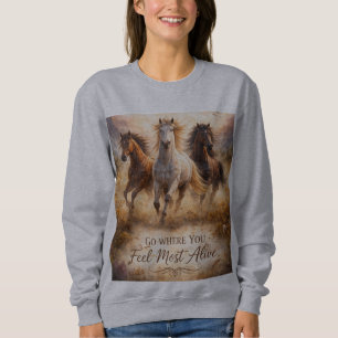 Wild Spirit Running Horses Graphic Women’s  Sweatshirt