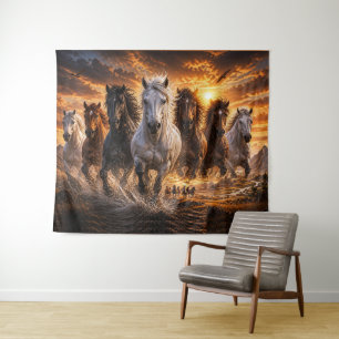 Wild Spirit Stampede – Majestic Running Horses Art Tapestry