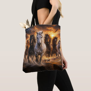 Wild Spirit Stampede – Majestic Running Horses Art Tote Bag