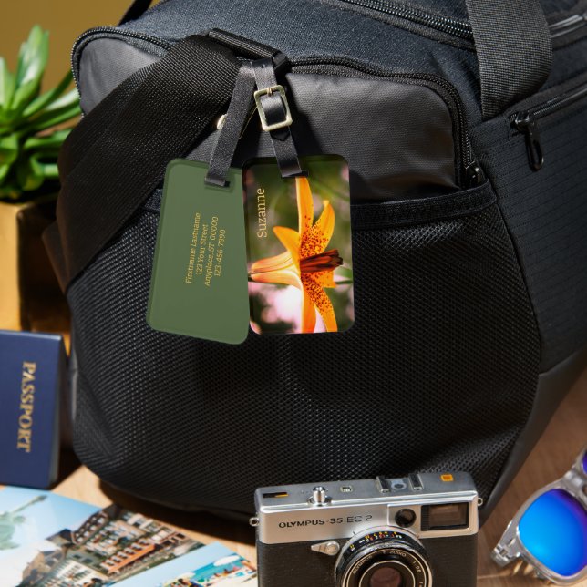 Wild Spotted Canadian Lily Flower Personalised Luggage Tag (Front & Back)