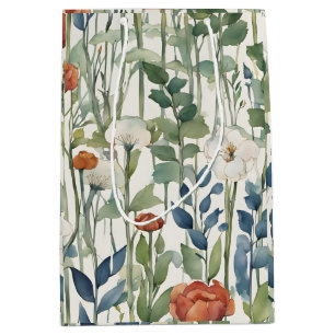 Wild Spring Flowers Watercolor Art  Medium Gift Bag