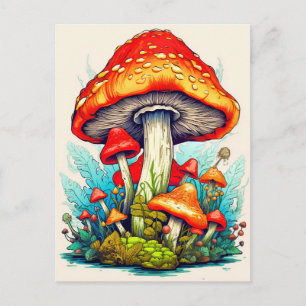 Wild Sprouting Forest Mushrooms Postcard