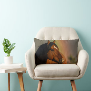 Wild Stallion, Golden Light and Rainbow Lumbar Cushion
