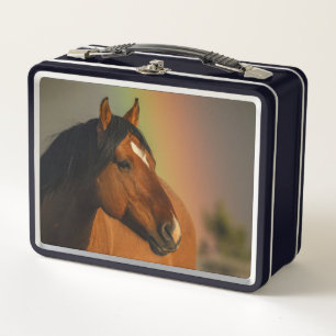 Wild Stallion, Golden Light and Rainbow Metal Lunch Box