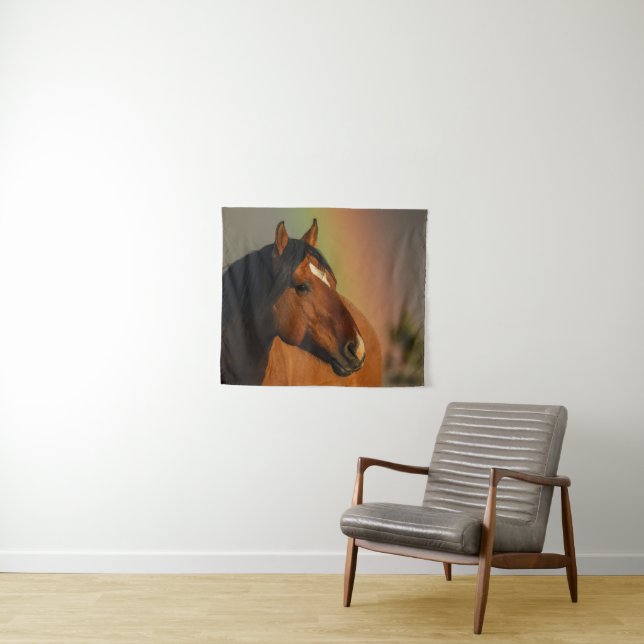 Wild Stallion, Golden Light and Rainbow Tapestry (In Situ (Horizontal))