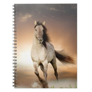 Wild Stallion Running In Sunset Spiral Notebook
