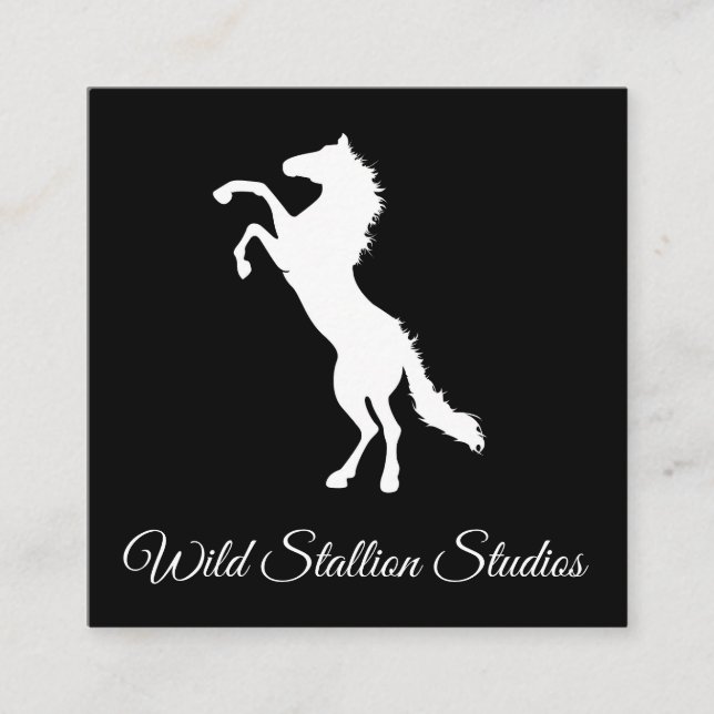 Wild Stallion Square Business Card (Front)
