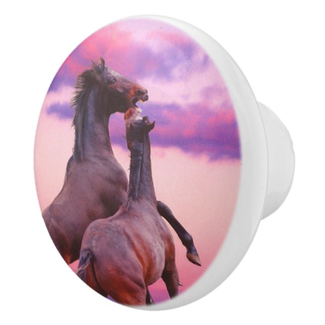 Wild Stallions rearing Ceramic Knob (Right)