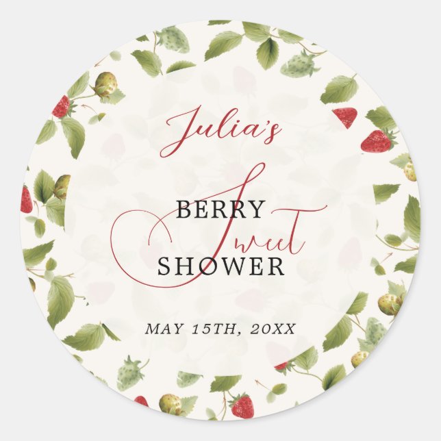 WILD STRAW BERRY SWEET BABY SHOWER CLASSIC ROUND STICKER (Front)