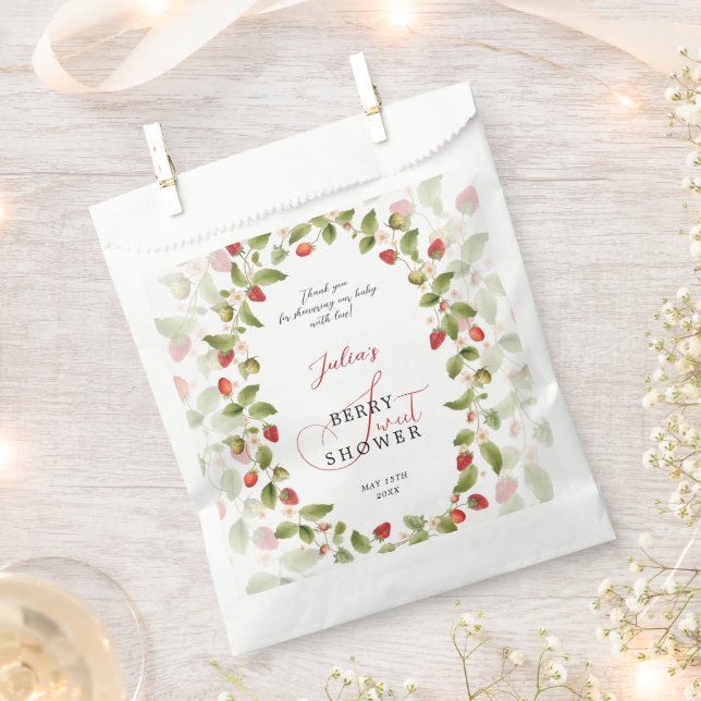 WILD STRAW BERRY SWEET BABY SHOWER FAVOUR BAGS (Clipped)