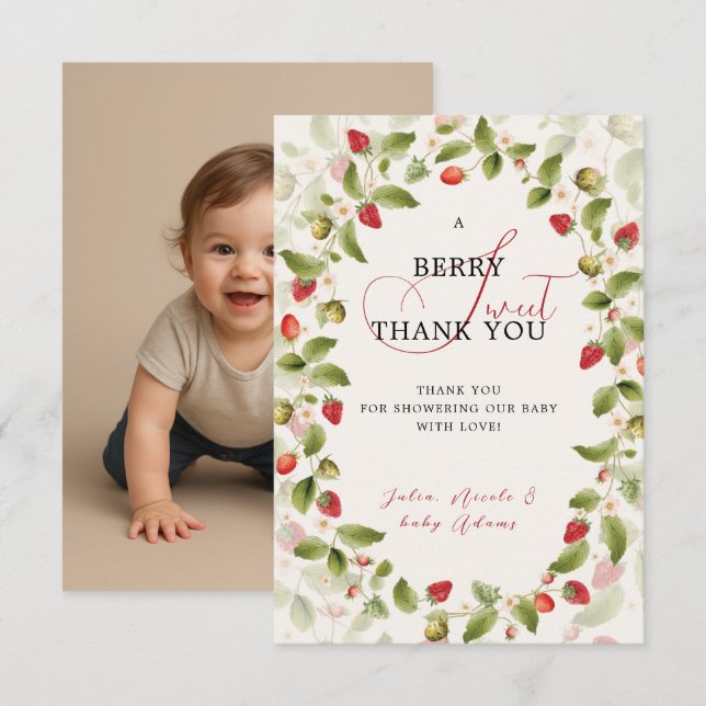 WILD STRAW BERRY SWEET BABY SHOWER PHOTO  INVITATION (Front/Back)