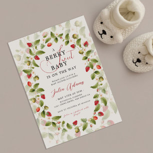 Wild Straw Berry Sweet Flower Baby Shower Invitation