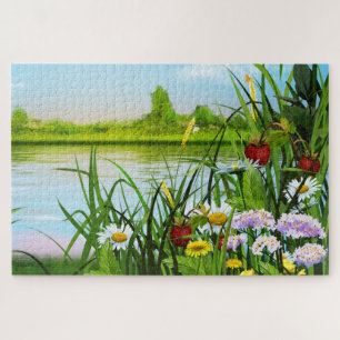Wild Strawberries and Flowers by the Lake Jigsaw Puzzle