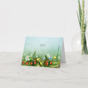 Wild strawberries in a meadow sweet thank you card