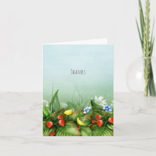 Wild strawberries in a meadow sweet thank you card
