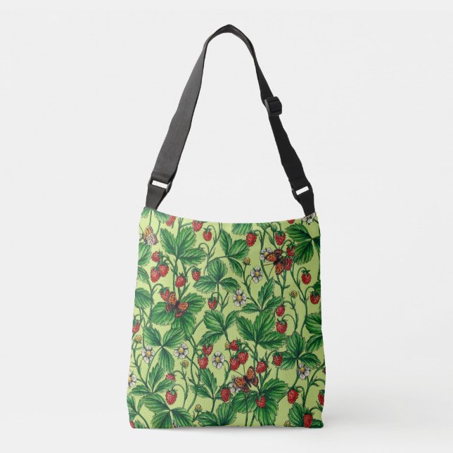 Wild strawberries on honeydew crossbody bag (Front)