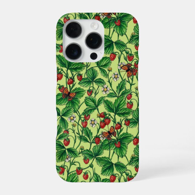 Wild strawberries on honeydew iPhone case (Back)