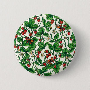Wild strawberries on off white 6 cm round badge