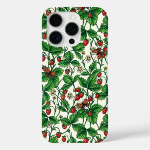 Wild strawberries on off white iPhone 16 pro case