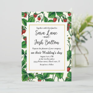 Wild strawberries on off white invitation