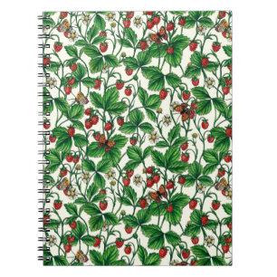 Wild strawberries on off white notebook