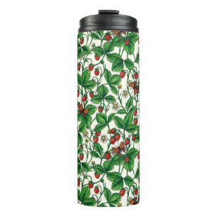 Wild strawberries on off white thermal tumbler