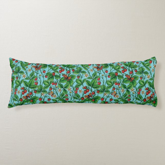Wild strawberries on pool blue body cushion (Front)