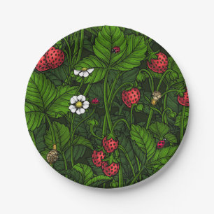 Wild strawberries paper plate