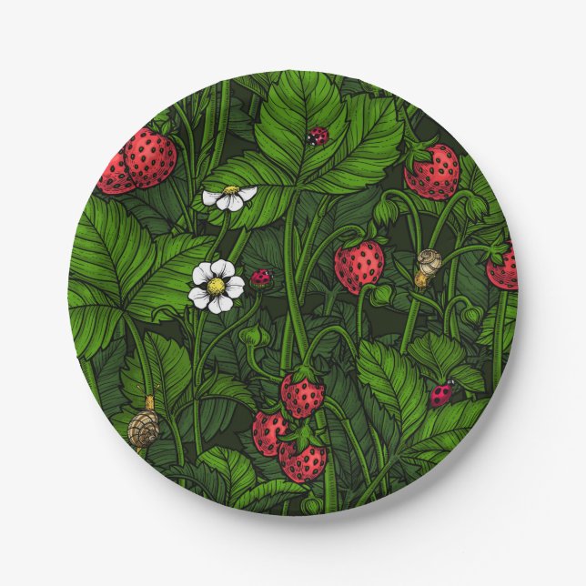 Wild strawberries paper plate (Front)