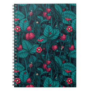 Wild strawberries, red and blue notebook