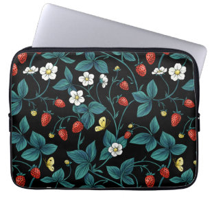 Wild strawberries red/yellow/blue/black laptop sleeve