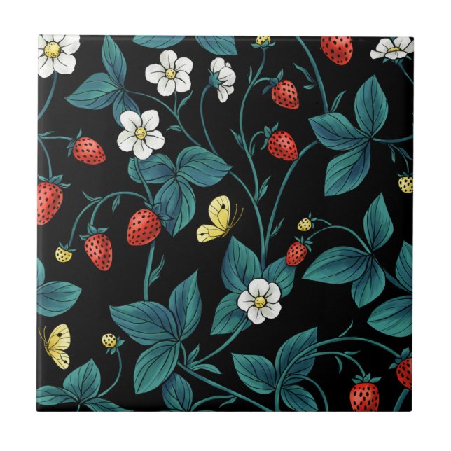Wild strawberries red/yellow/blue/black tile (Front)