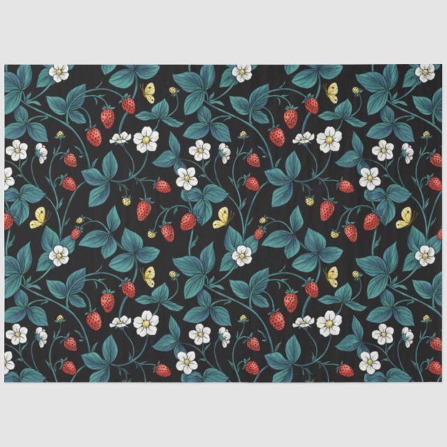Wild strawberries red/yellow/blue/black tissue paper (Front)