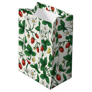 Wild strawberries red/yellow/green/off white medium gift bag
