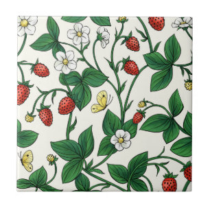 Wild strawberries red/yellow/green/off white tile