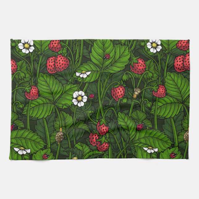 Wild strawberries tea towel (Horizontal)
