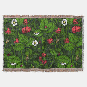 Wild strawberries throw blanket