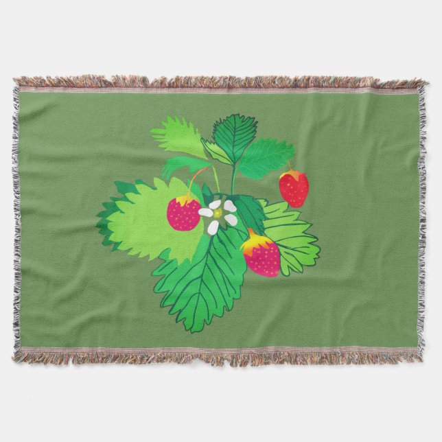 Wild Strawberries Throw Blanket (Front)