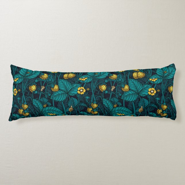Wild strawberries, yellow and blue body cushion (Front)