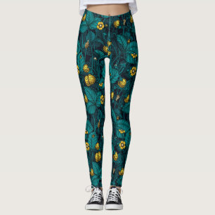Wild strawberries, yellow and blue leggings