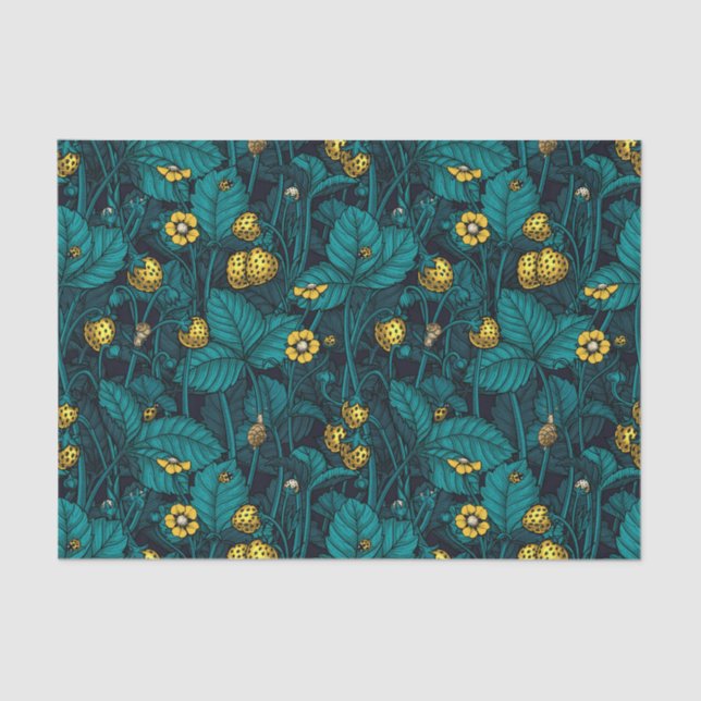 Wild strawberries, yellow and blue tissue paper (Front)