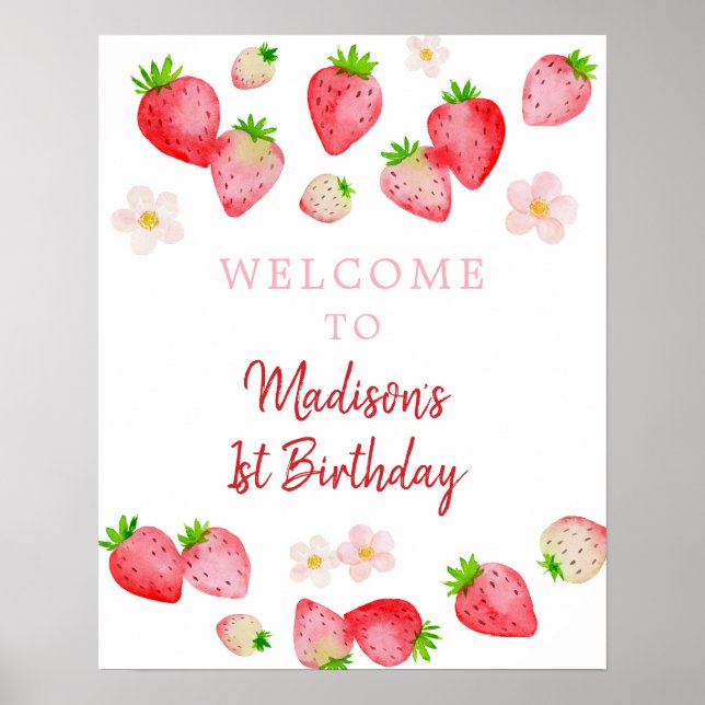 Wild Strawberry Berry Sweet Birthday Welcome Poster (Front)