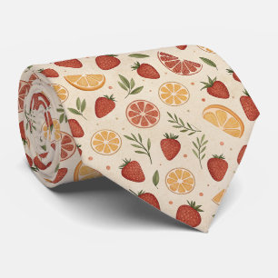 Wild Strawberry & Citrus Sprigs in Rustic Cream Tie