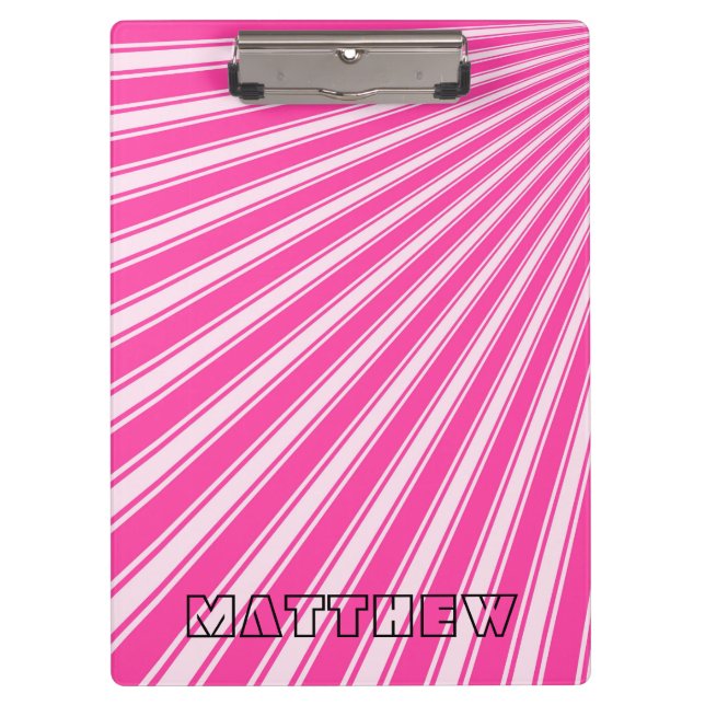 Wild Strawberry Colour Stripe Funky Pattern Clipboard (Front)